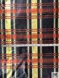 Italian Plaid Printed Metallic Tissue Lamé - Yellow / Orange / Green / Black