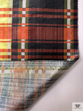 Italian Plaid Printed Metallic Tissue Lamé - Yellow / Orange / Green / Black