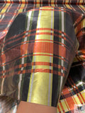 Italian Plaid Printed Metallic Tissue Lamé - Yellow / Orange / Green / Black