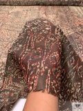 Italian Abstract Ethnic Printed Soft Gazar-Weave Lamé - Shaker Beige / Black / Red / Gold