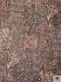 Italian Abstract Ethnic Printed Soft Gazar-Weave Lamé - Shaker Beige / Black / Red / Gold