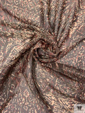 Italian Abstract Ethnic Printed Soft Gazar-Weave Lamé - Shaker Beige / Black / Red / Gold