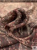 Italian Abstract Ethnic Printed Soft Gazar-Weave Lamé - Shaker Beige / Black / Red / Gold