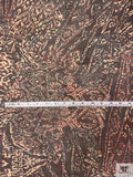 Italian Abstract Ethnic Printed Soft Gazar-Weave Lamé - Shaker Beige / Black / Red / Gold