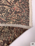 Italian Abstract Ethnic Printed Soft Gazar-Weave Lamé - Shaker Beige / Black / Red / Gold
