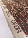 Italian Abstract Ethnic Printed Soft Gazar-Weave Lamé - Shaker Beige / Black / Red / Gold