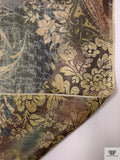 Abstract Damask Floral Printed Chiffon-Like Silk Lamé - Earth Tones / Gold