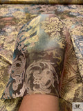 Abstract Damask Floral Printed Chiffon-Like Silk Lamé - Earth Tones / Gold