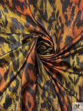 Italian Leopard Inspired Printed Lamé - Yellow Gold / Orange / Black