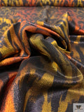 Italian Leopard Inspired Printed Lamé - Yellow Gold / Orange / Black