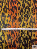 Italian Leopard Inspired Printed Lamé - Yellow Gold / Orange / Black