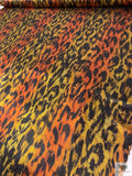 Italian Leopard Inspired Printed Lamé - Yellow Gold / Orange / Black