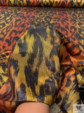 Italian Leopard Inspired Printed Lamé - Yellow Gold / Orange / Black