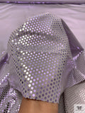 Italian Foil Dotted Silk Crepe de Chine - Metallic Lavender / Grey