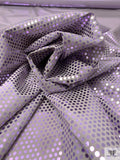 Italian Foil Dotted Silk Crepe de Chine - Metallic Lavender / Grey