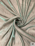Liquid-Look Iridescent Satin Faced Polyester Organza - Taupe / Seafoam