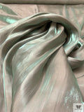 Liquid-Look Iridescent Satin Faced Polyester Organza - Taupe / Seafoam