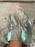 Liquid-Look Iridescent Satin Faced Polyester Organza - Taupe / Seafoam