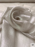Italian Crinkled Foil Printed Silk Chiffon - Grey