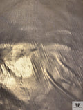 Italian Foil Printed Silk Chiffon - Gold / Navy