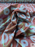 Italian Alpha-Numeric Holographic Taffeta Lamé - Brown / Sky Blue