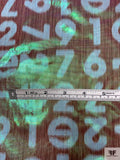 Italian Alpha-Numeric Holographic Taffeta Lamé - Brown / Sky Blue