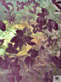 Italian Floral Holographic Taffeta Lamé - Dusty Purple / Green