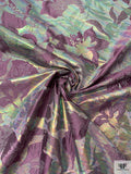 Italian Floral Holographic Taffeta Lamé - Dusty Purple / Green
