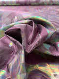 Italian Floral Holographic Taffeta Lamé - Dusty Purple / Green