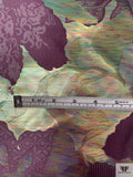 Italian Floral Holographic Taffeta Lamé - Dusty Purple / Green
