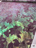 Italian Floral Holographic Taffeta Lamé - Dusty Purple / Green