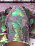 Italian Floral Holographic Taffeta Lamé - Dusty Purple / Green