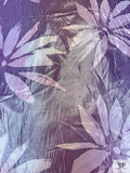 Italian Floral Printed Lamé Silk Chiffon - Purple / Lavender