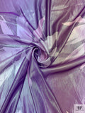 Italian Floral Printed Lamé Silk Chiffon - Purple / Lavender