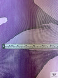 Italian Floral Printed Lamé Silk Chiffon - Purple / Lavender