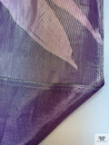 Italian Floral Printed Lamé Silk Chiffon - Purple / Lavender