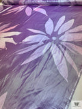 Italian Floral Printed Lamé Silk Chiffon - Purple / Lavender
