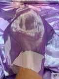 Italian Floral Printed Lamé Silk Chiffon - Purple / Lavender