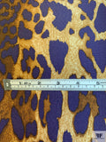 Italian Animal Pattern Printed Lamé - Purple / Caramel / Gold