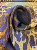 Italian Animal Pattern Printed Lamé - Purple / Caramel / Gold