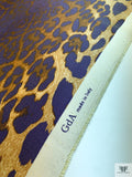 Italian Animal Pattern Printed Lamé - Purple / Caramel / Gold
