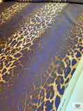 Italian Animal Pattern Printed Lamé - Purple / Caramel / Gold