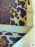 Italian Animal Pattern Printed Lamé - Purple / Caramel / Gold