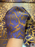 Italian Animal Pattern Printed Lamé - Purple / Caramel / Gold