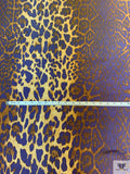 Italian Animal Pattern Printed Lamé - Purple / Caramel / Gold