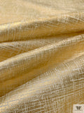 Italian Cross Hatch Foil Printed Stiff Silk Gazar - Gold / Ivory