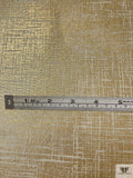 Italian Cross Hatch Foil Printed Stiff Silk Gazar - Gold / Ivory
