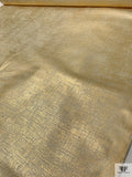 Italian Cross Hatch Foil Printed Stiff Silk Gazar - Gold / Ivory