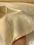Italian Cross Hatch Foil Printed Stiff Silk Gazar - Gold / Ivory