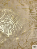 Italian Art Deco Foil Printed Metallic Brocade - Gold / Ivory